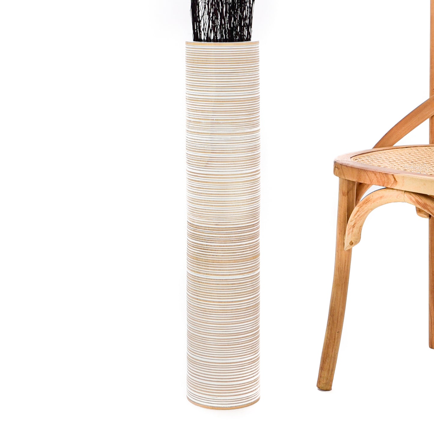 Large Mango Wood Floor Vase – Handcrafted Decorative Highlight from Thailand, white wash, 26 inches