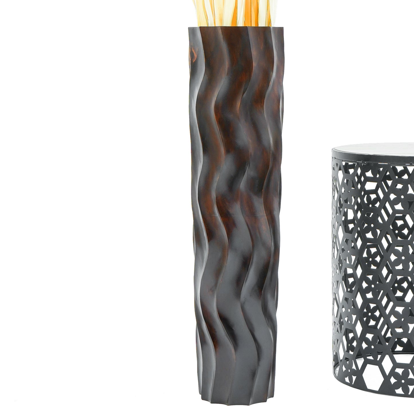 Large Mango Wood Floor Vase – Handcrafted Decorative Highlight from Thailand, brown, 26 inches