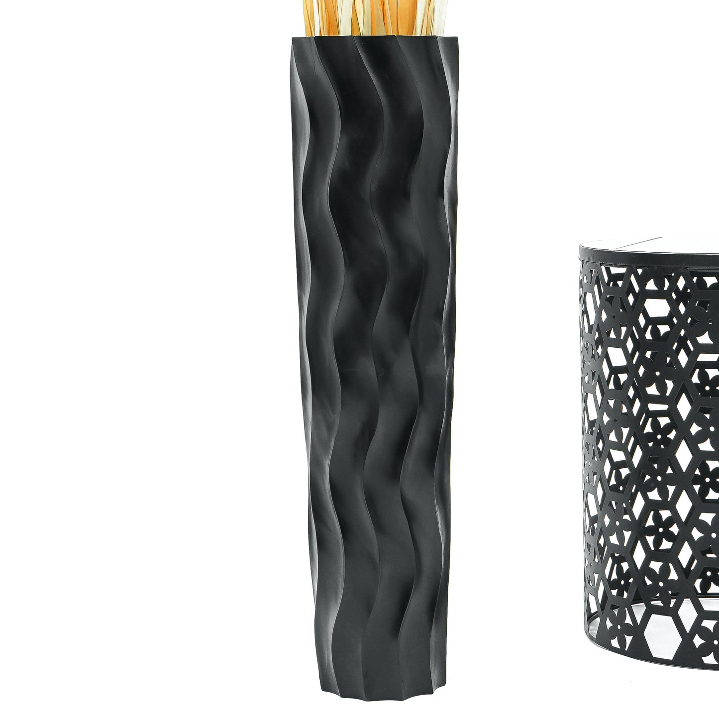 Large Mango Wood Floor Vase – Handcrafted Decorative Highlight from Thailand, black, 26 inches