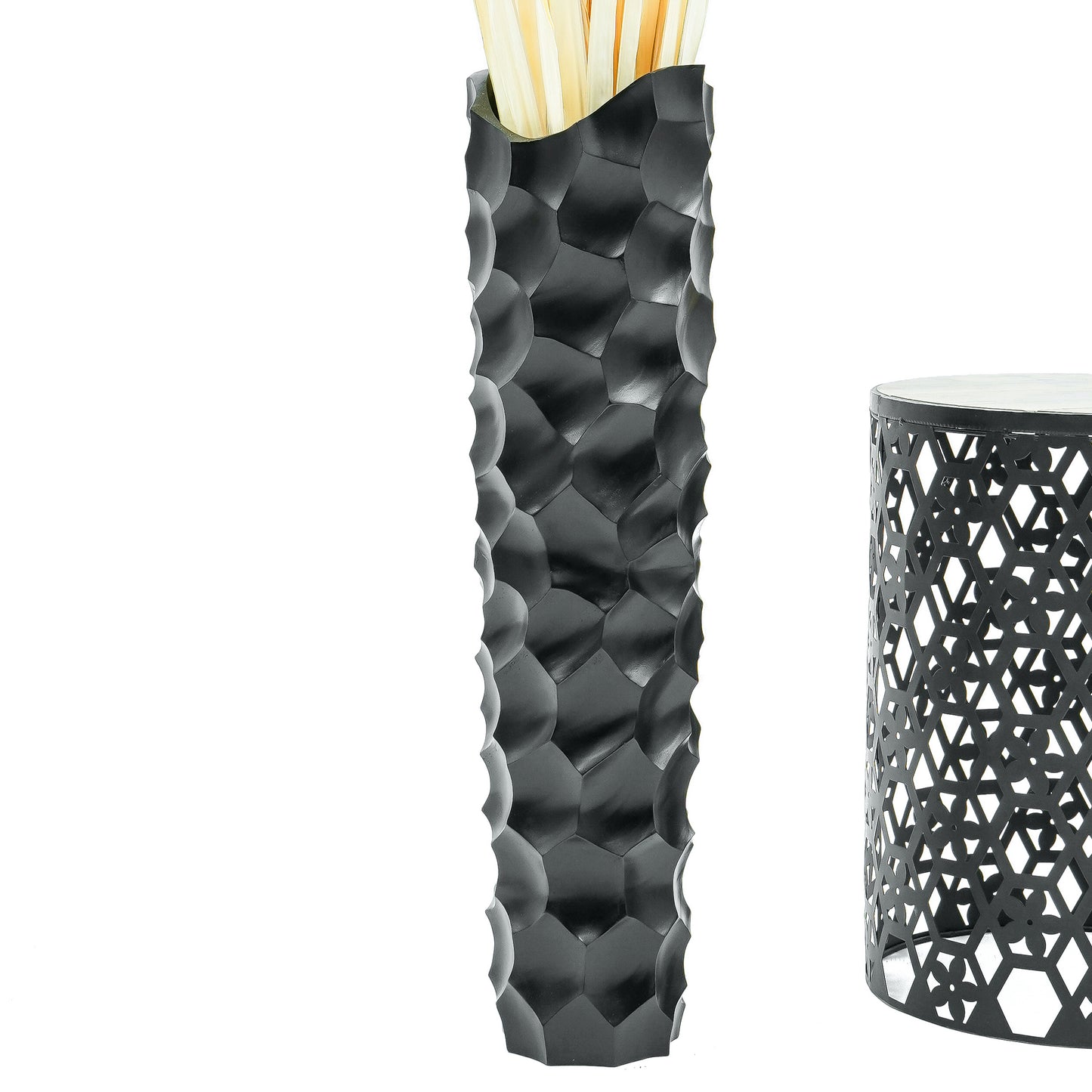 Large Mango Wood Floor Vase – Handcrafted Decorative Highlight from Thailand, black, 26 inches