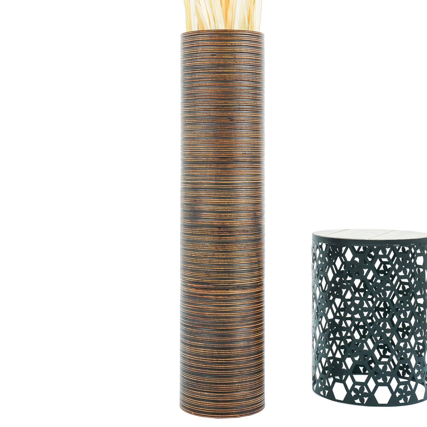 Large Mango Wood Floor Vase – Handcrafted Decorative Highlight from Thailand, brown, 41 inches