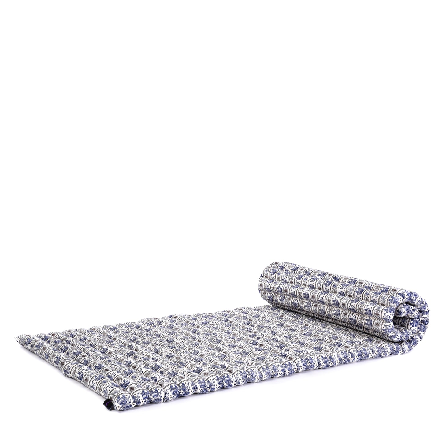 Kapok Roll-Up Mattress – Foldable Sleeping & Relax Mat with Cotton Cover for Home & Outdoor Use, El1 - Blue, M: 75x28