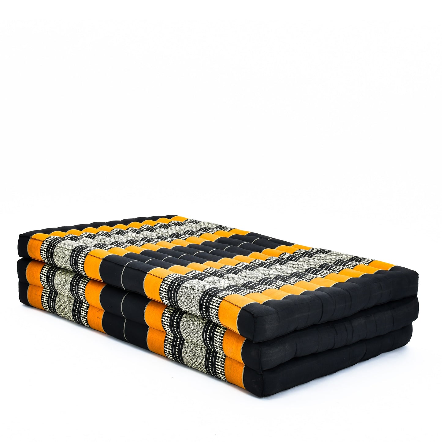 Kapok Folding Mattress – Thick Cotton Padded Guest Bed for Home, Sleeping & Mindfulness Corner, Sf03 - Black, Orange, L: 79x39