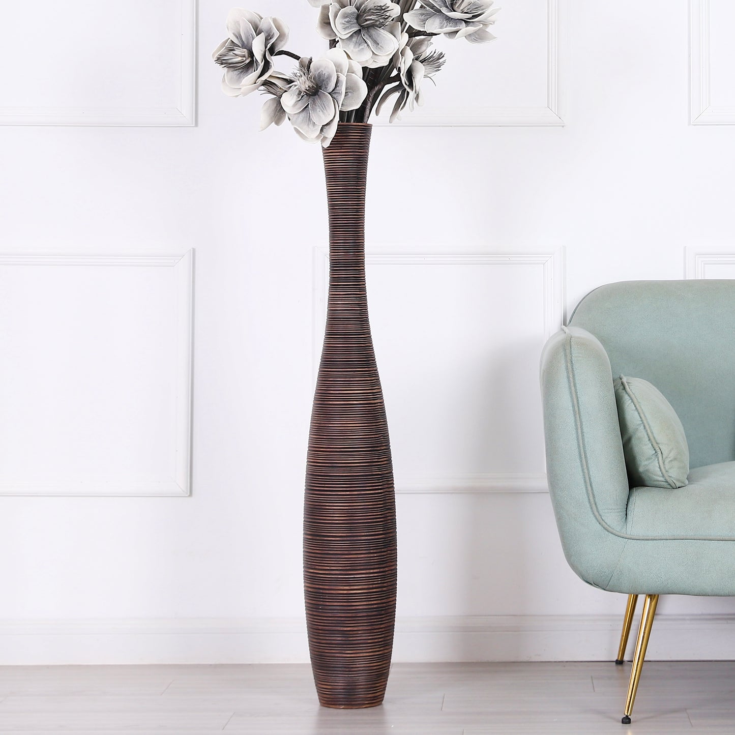 Large Resin Floor Vase – Stylish Waterproof Vase for Fresh & Dried Flowers, brown, 41 inches