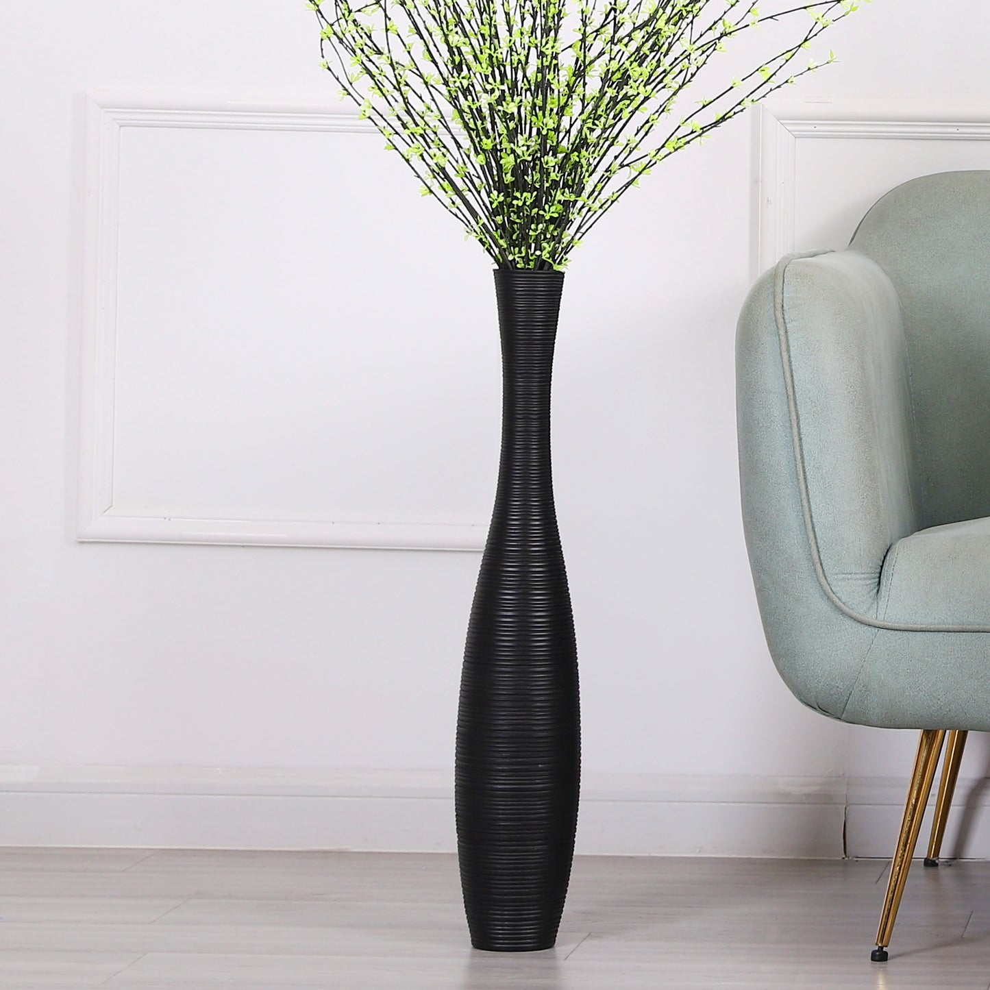Large Resin Floor Vase – Stylish Waterproof Vase for Fresh & Dried Flowers, black, 26 inches