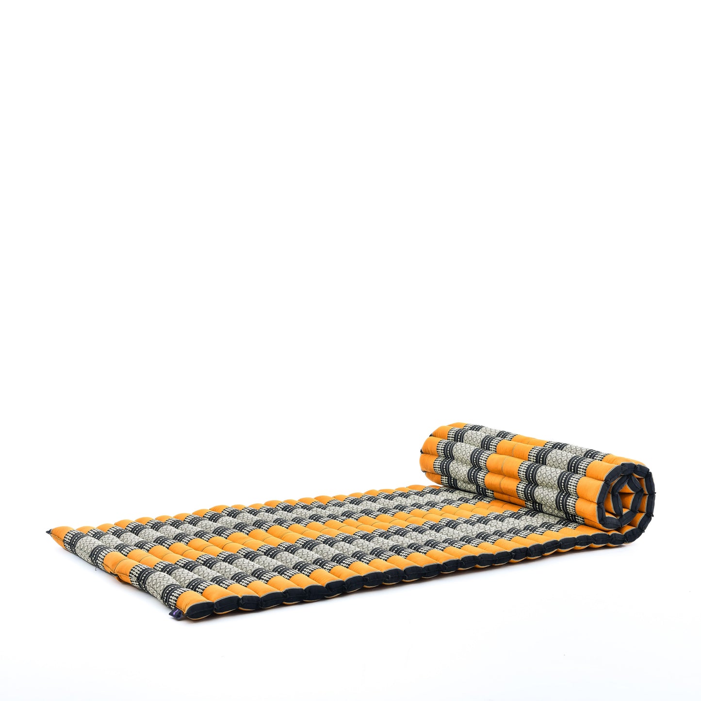 Kapok Roll-Up Mattress – Foldable Sleeping & Relax Mat with Cotton Cover for Home & Outdoor Use, Sf03 - Black, Orange, M: 75x28