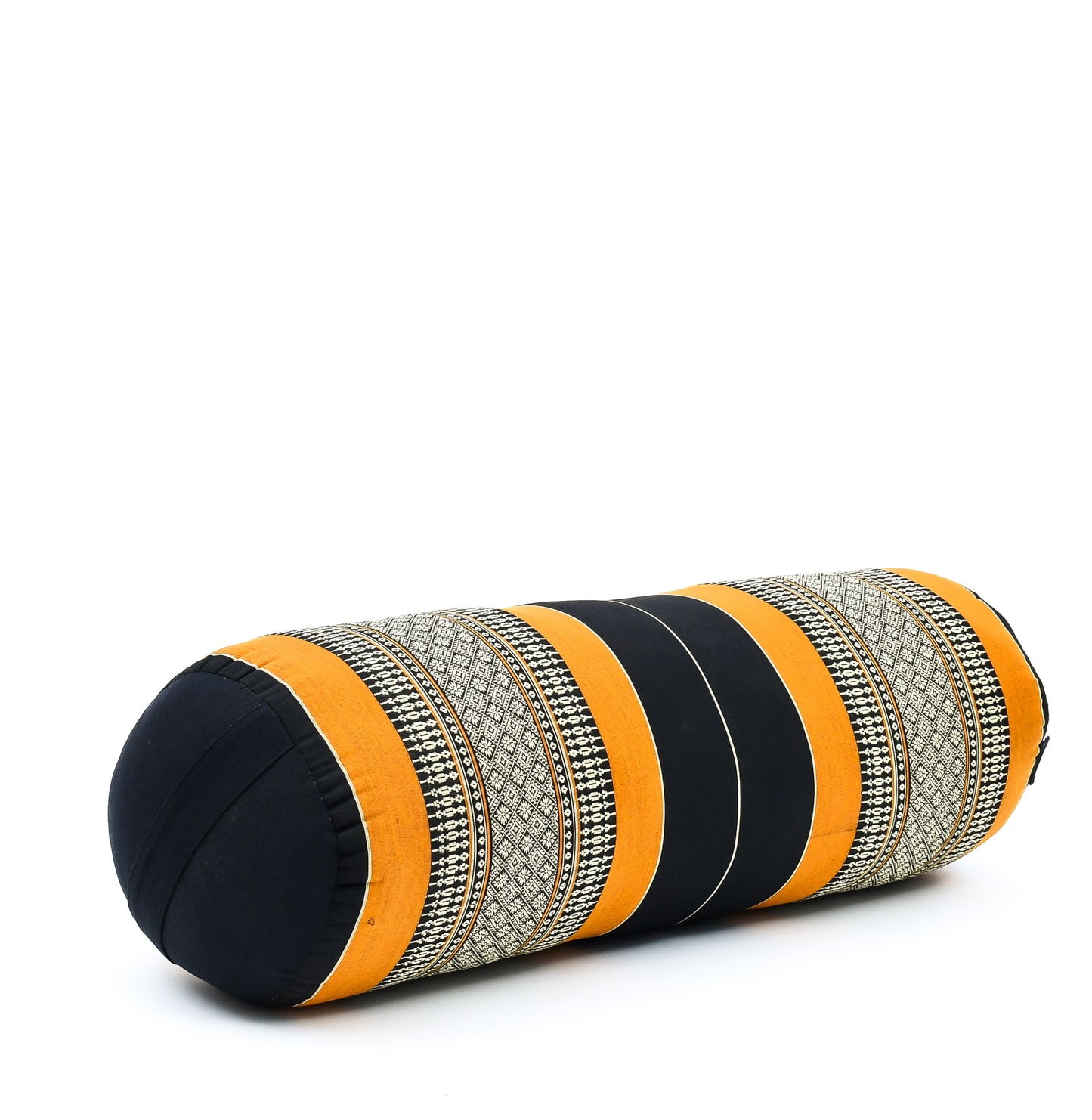Large Yoga Bolster – Kapok-Filled Meditation Cushion with Cotton Cover, Sf03 - Black, Orange