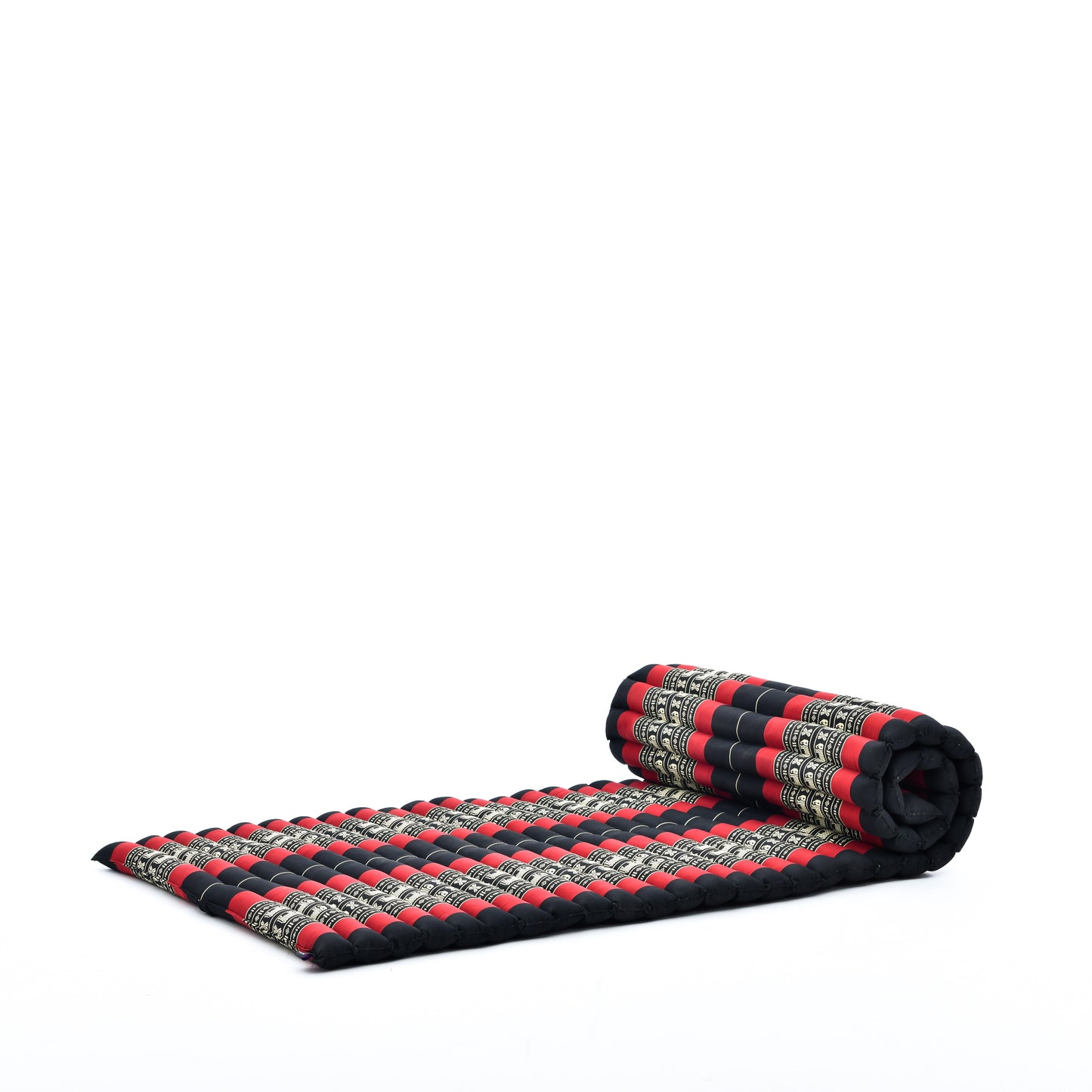 Kapok Roll-Up Mattress – Foldable Sleeping & Relax Mat with Cotton Cover for Home & Outdoor Use, Sf13 - Red, Black, M: 75x28