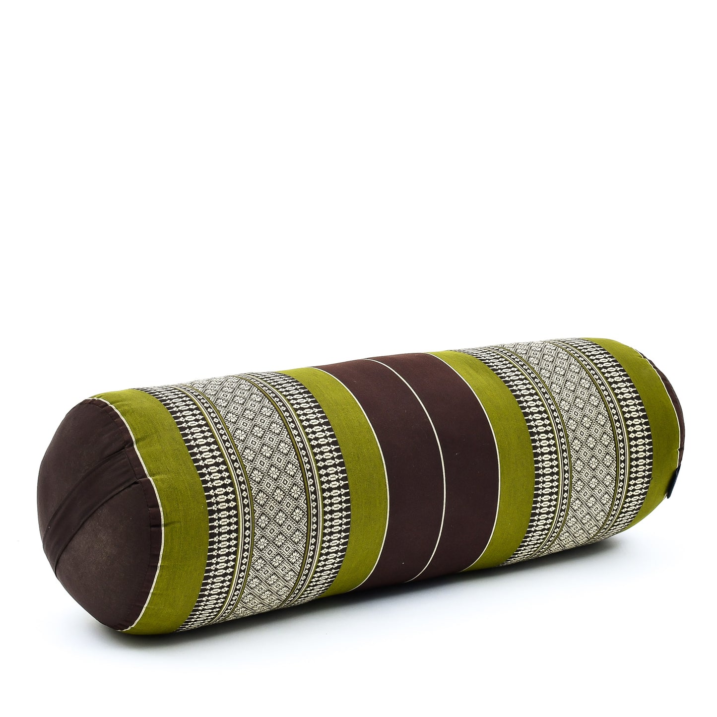 Large Yoga Bolster – Kapok-Filled Meditation Cushion with Cotton Cover, Sf20 - Brown, Green