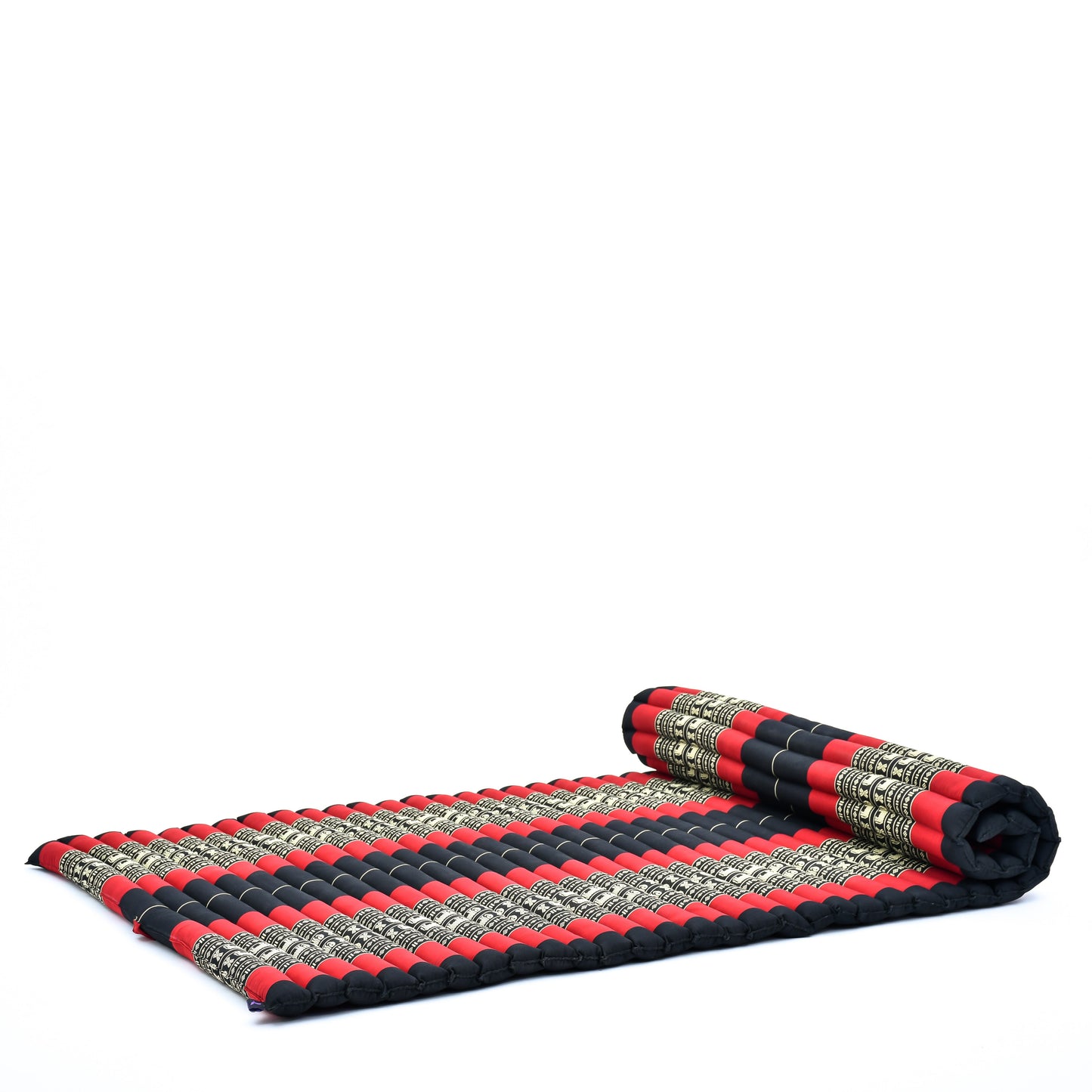 Kapok Roll-Up Mattress – Foldable Sleeping & Relax Mat with Cotton Cover for Home & Outdoor Use, Sf13 - Red, Black, L: 75x39
