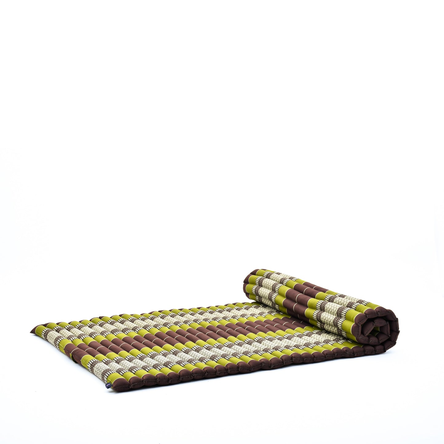 Kapok Roll-Up Mattress – Foldable Sleeping & Relax Mat with Cotton Cover for Home & Outdoor Use, Sf20 - Brown, Green, L: 75x39