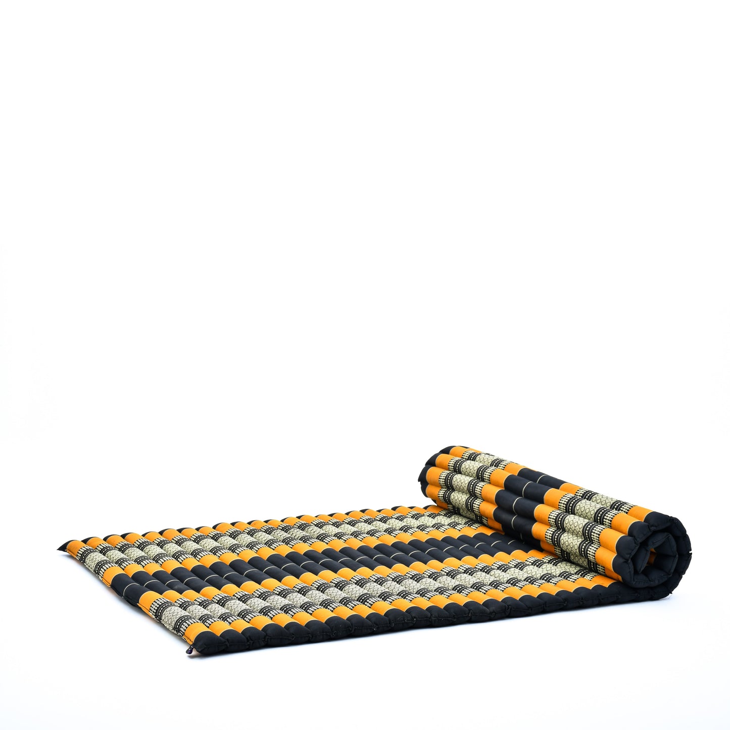 Kapok Roll-Up Mattress – Foldable Sleeping & Relax Mat with Cotton Cover for Home & Outdoor Use, Sf03 - Black, Orange, L: 75x39