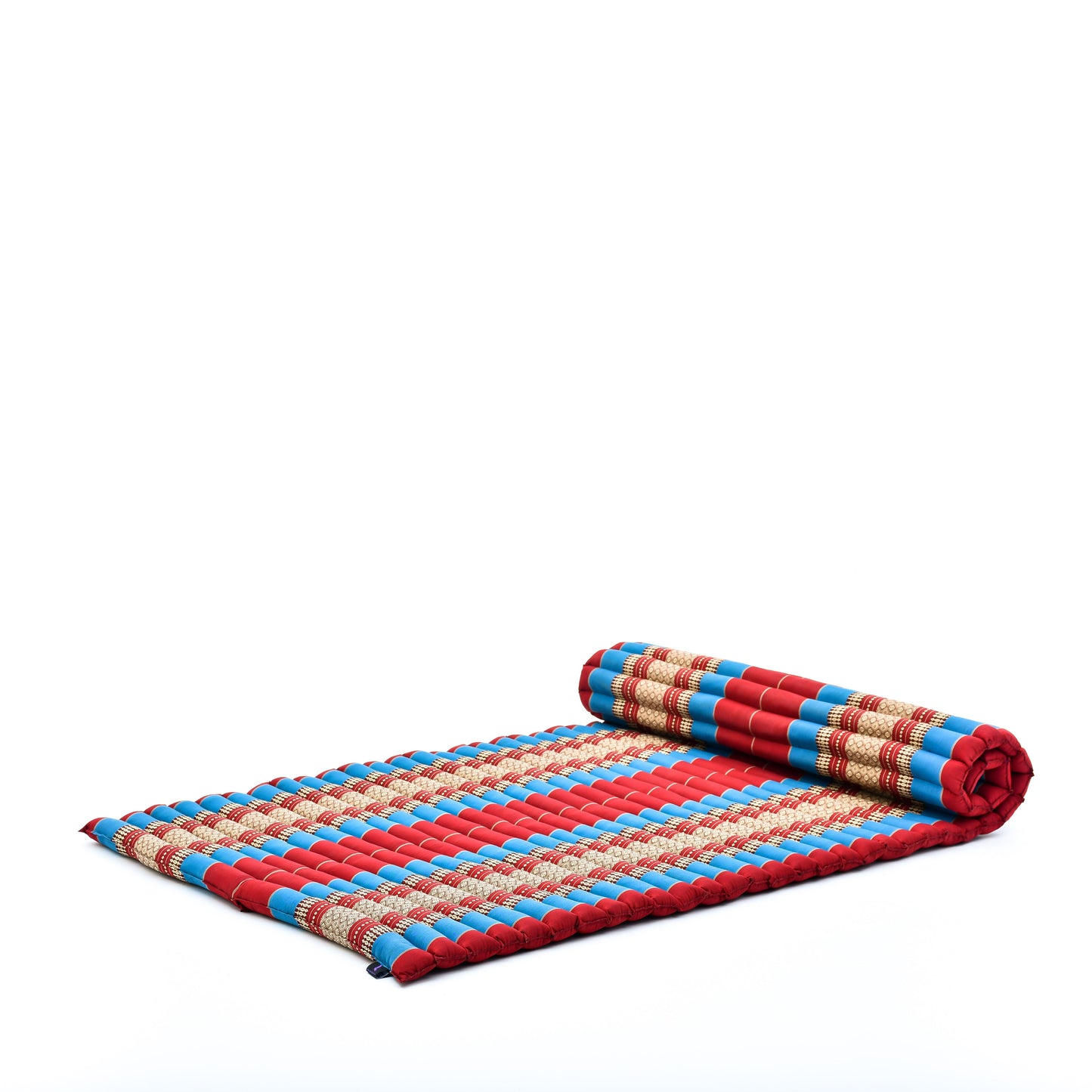 Kapok Roll-Up Mattress – Foldable Sleeping & Relax Mat with Cotton Cover for Home & Outdoor Use, Sf27 - Blue, Red, L: 75x39
