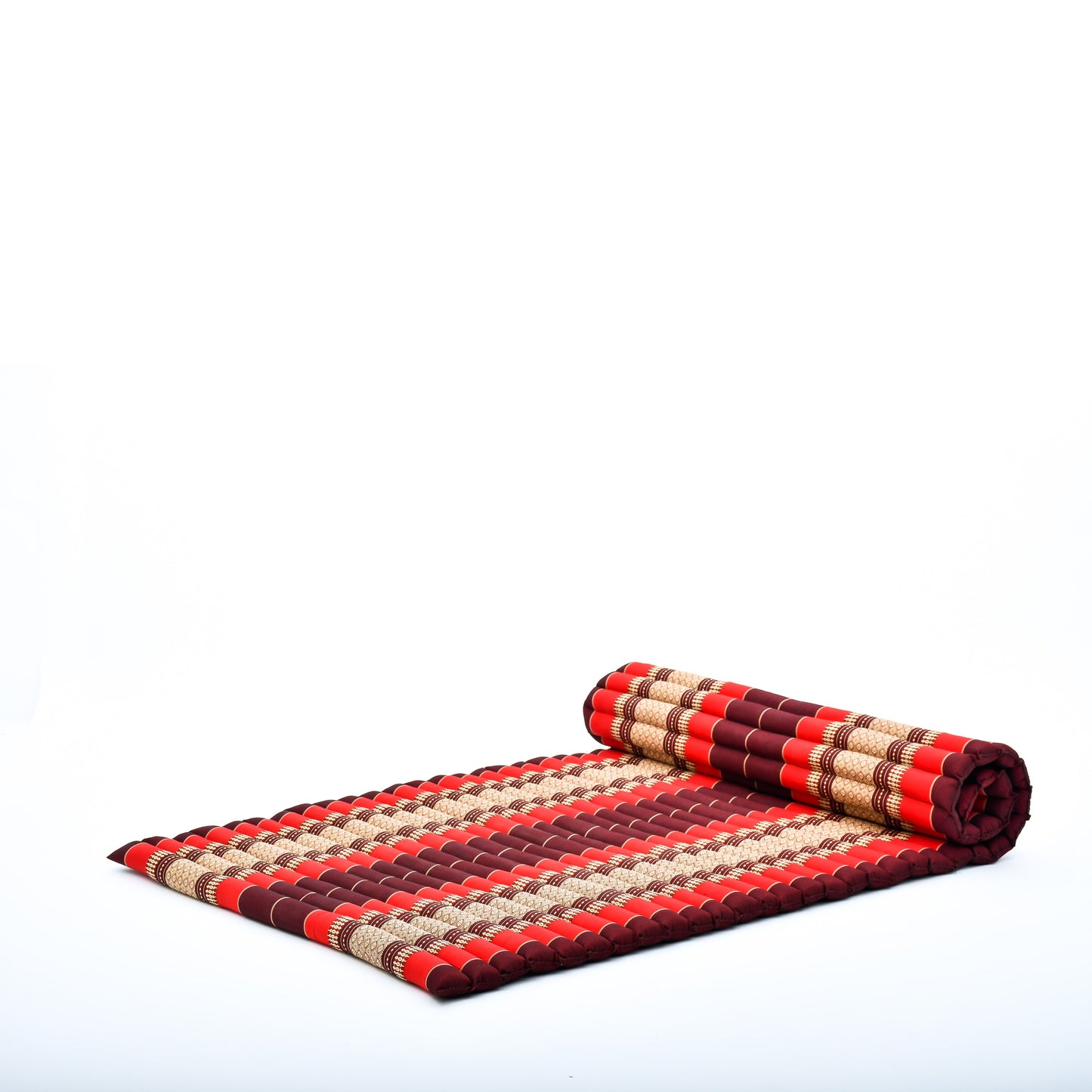 Kapok Roll-Up Mattress – Foldable Sleeping & Relax Mat with Cotton Cover for Home & Outdoor Use, Sf24 - Red, Brown, L: 75x39