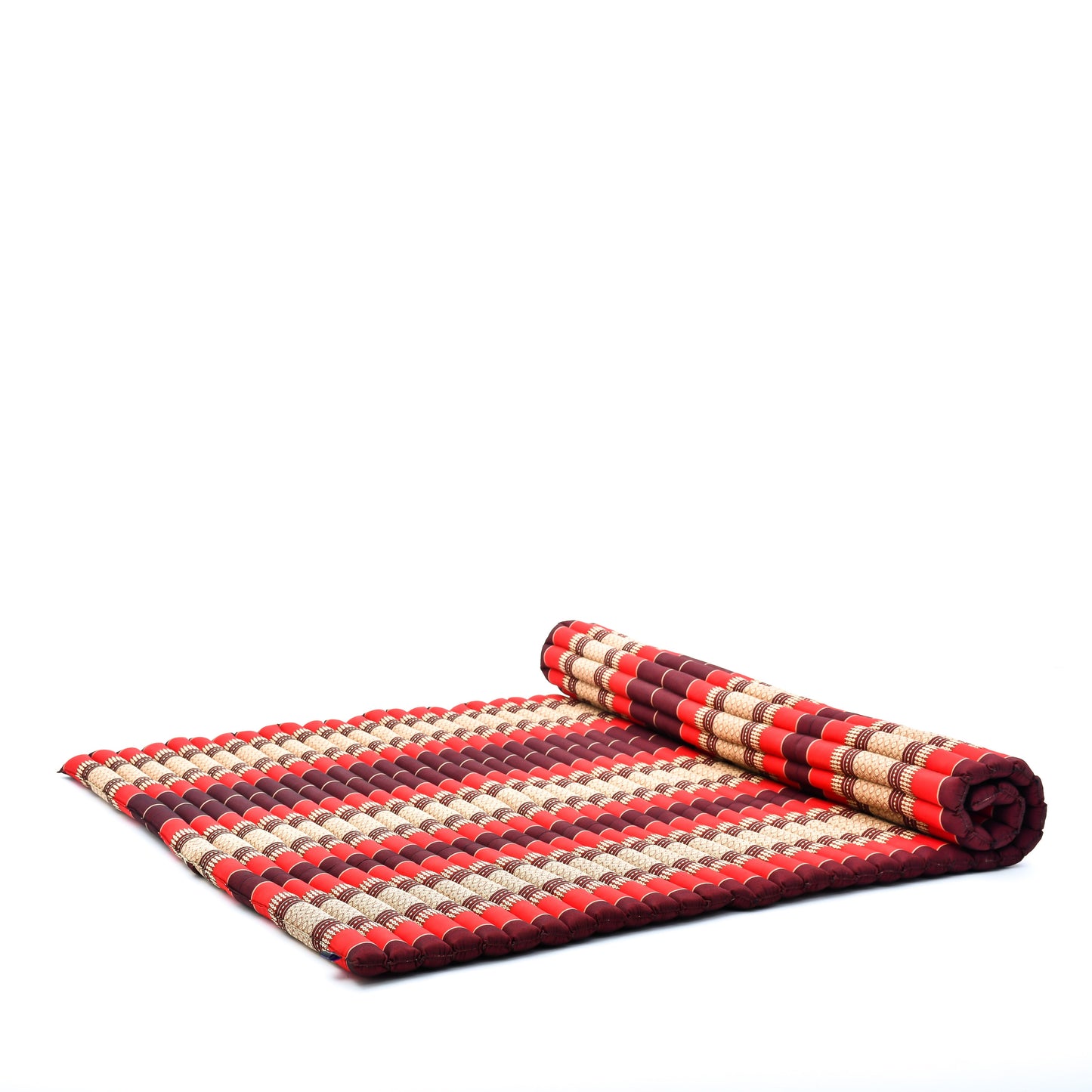 Kapok Roll-Up Mattress – Foldable Sleeping & Relax Mat with Cotton Cover for Home & Outdoor Use, Sf24 - Red, Brown, XL: 75x57