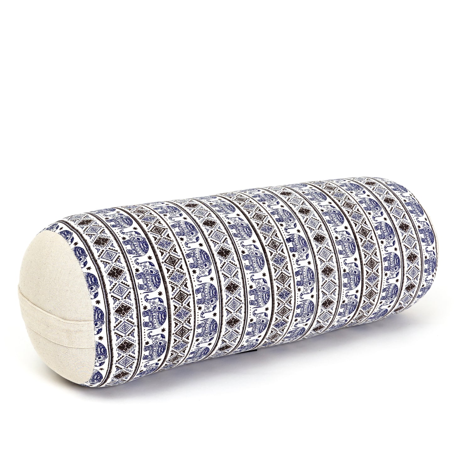 Large Yoga Bolster – Kapok-Filled Meditation Cushion with Cotton Cover, El1 - Blue