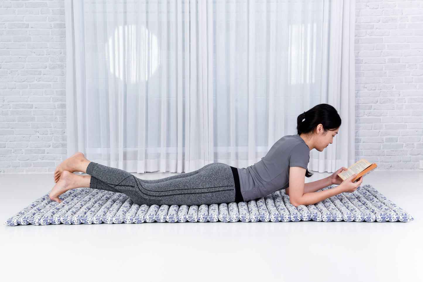 Kapok Roll-Up Mattress – Foldable Sleeping & Relax Mat with Cotton Cover for Home & Outdoor Use, El1 - Blue, M: 75x28