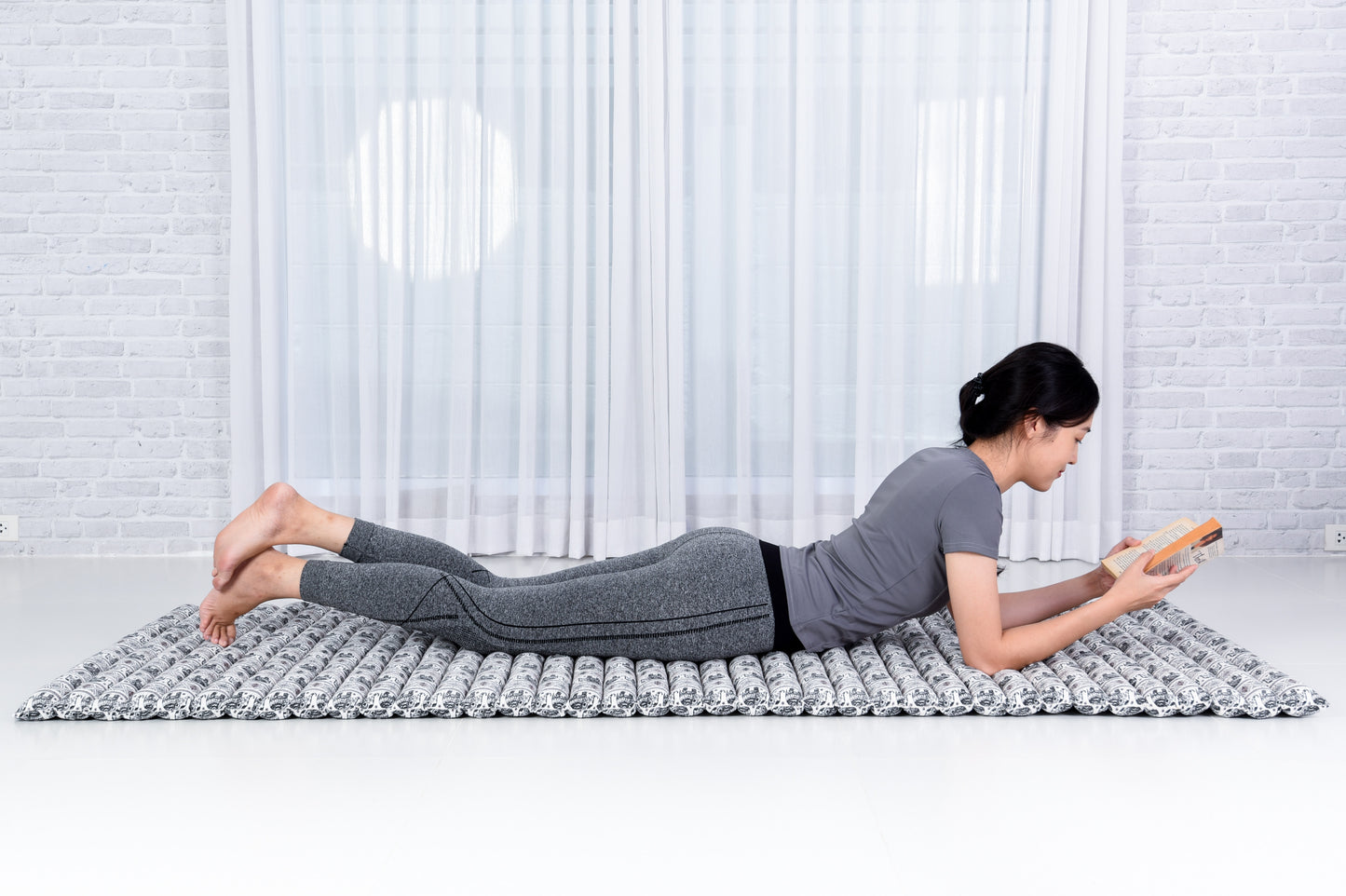 Kapok Roll-Up Mattress – Foldable Sleeping & Relax Mat with Cotton Cover for Home & Outdoor Use, El2 - Black, M: 75x28
