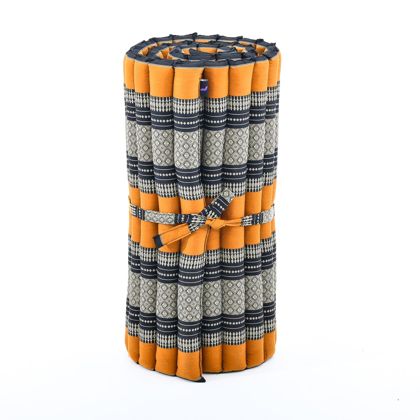 Kapok Roll-Up Mattress – Foldable Sleeping & Relax Mat with Cotton Cover for Home & Outdoor Use, Sf03 - Black, Orange, M: 75x28