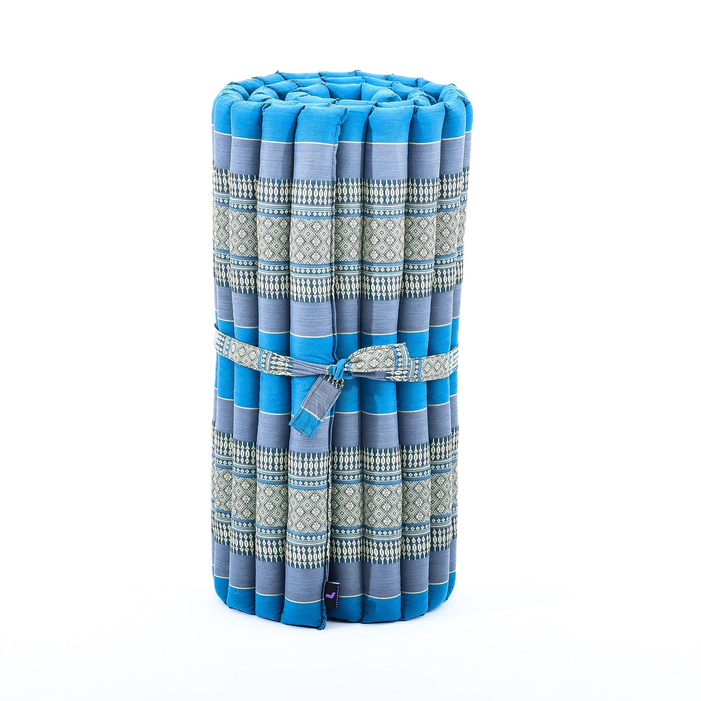 Kapok Roll-Up Mattress – Foldable Sleeping & Relax Mat with Cotton Cover for Home & Outdoor Use, Sf22 - Blue, M: 75x28