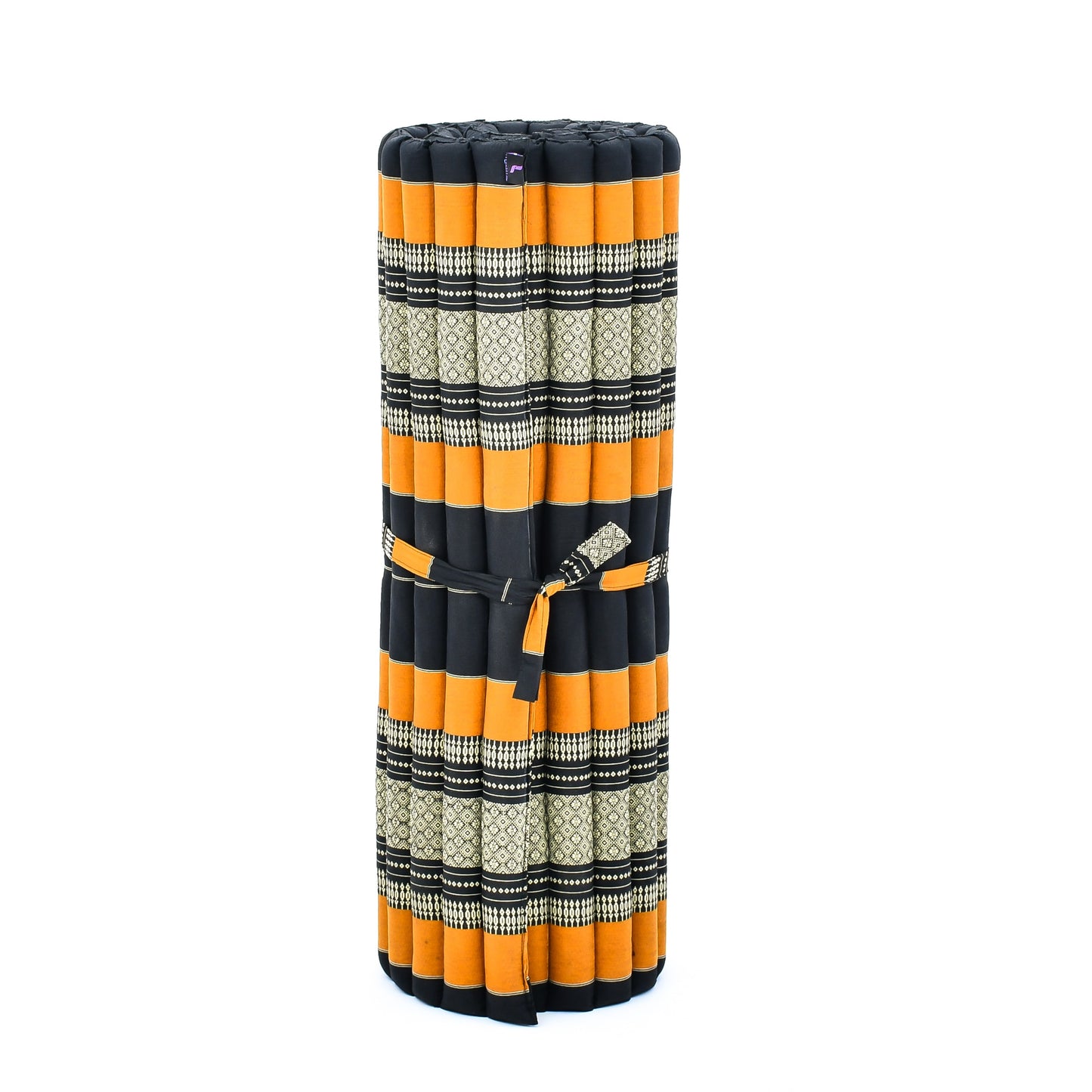 Kapok Roll-Up Mattress – Foldable Sleeping & Relax Mat with Cotton Cover for Home & Outdoor Use, Sf03 - Black, Orange, L: 75x39