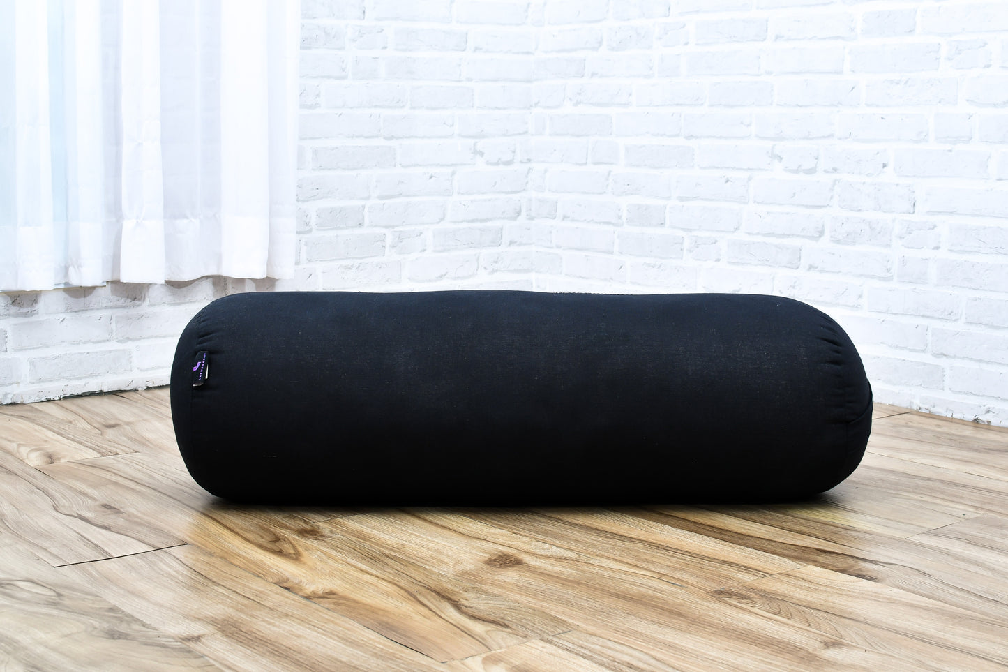 Large Yoga Bolster – Kapok-Filled Meditation Cushion with Cotton Cover, Cl02 - Black