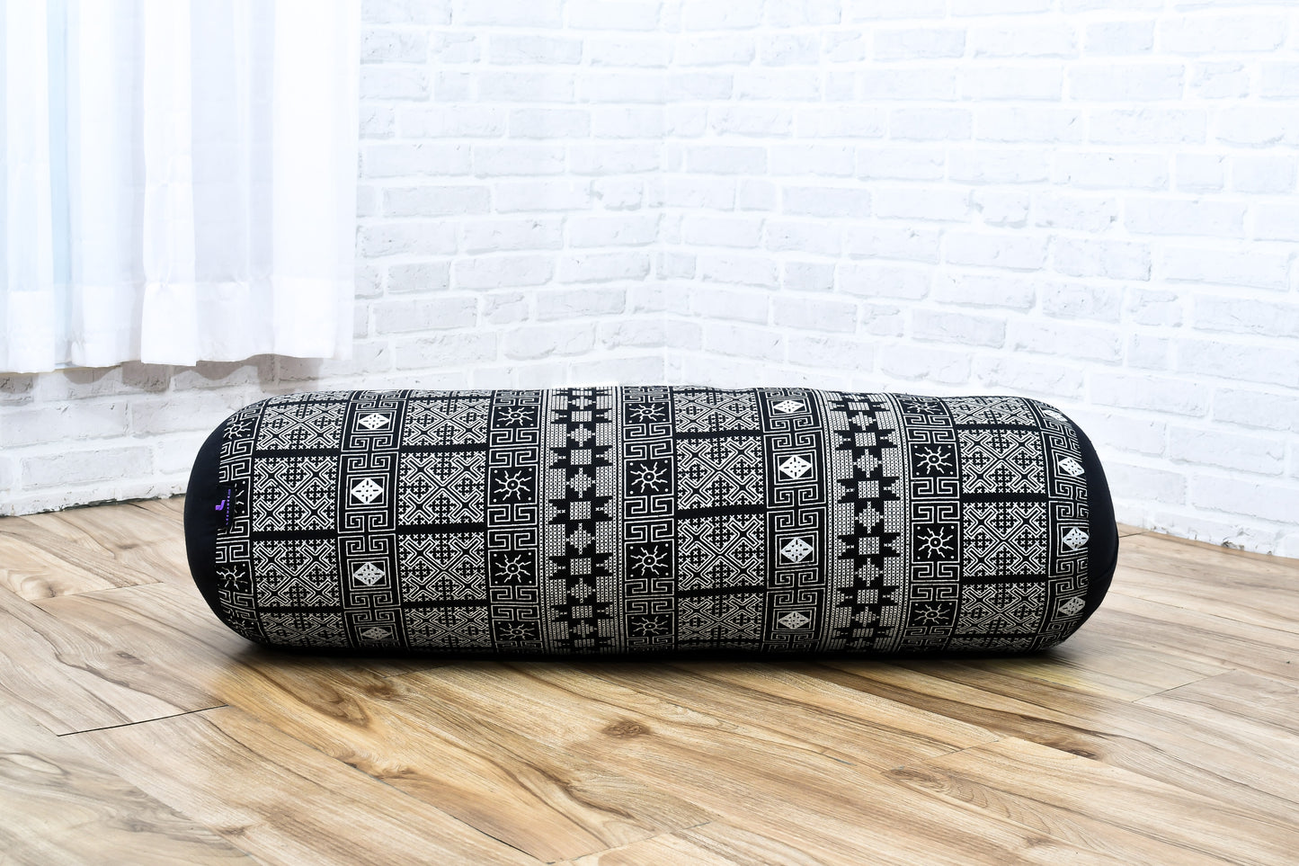 Large Yoga Bolster – Kapok-Filled Meditation Cushion with Cotton Cover, Cbt4 - Black