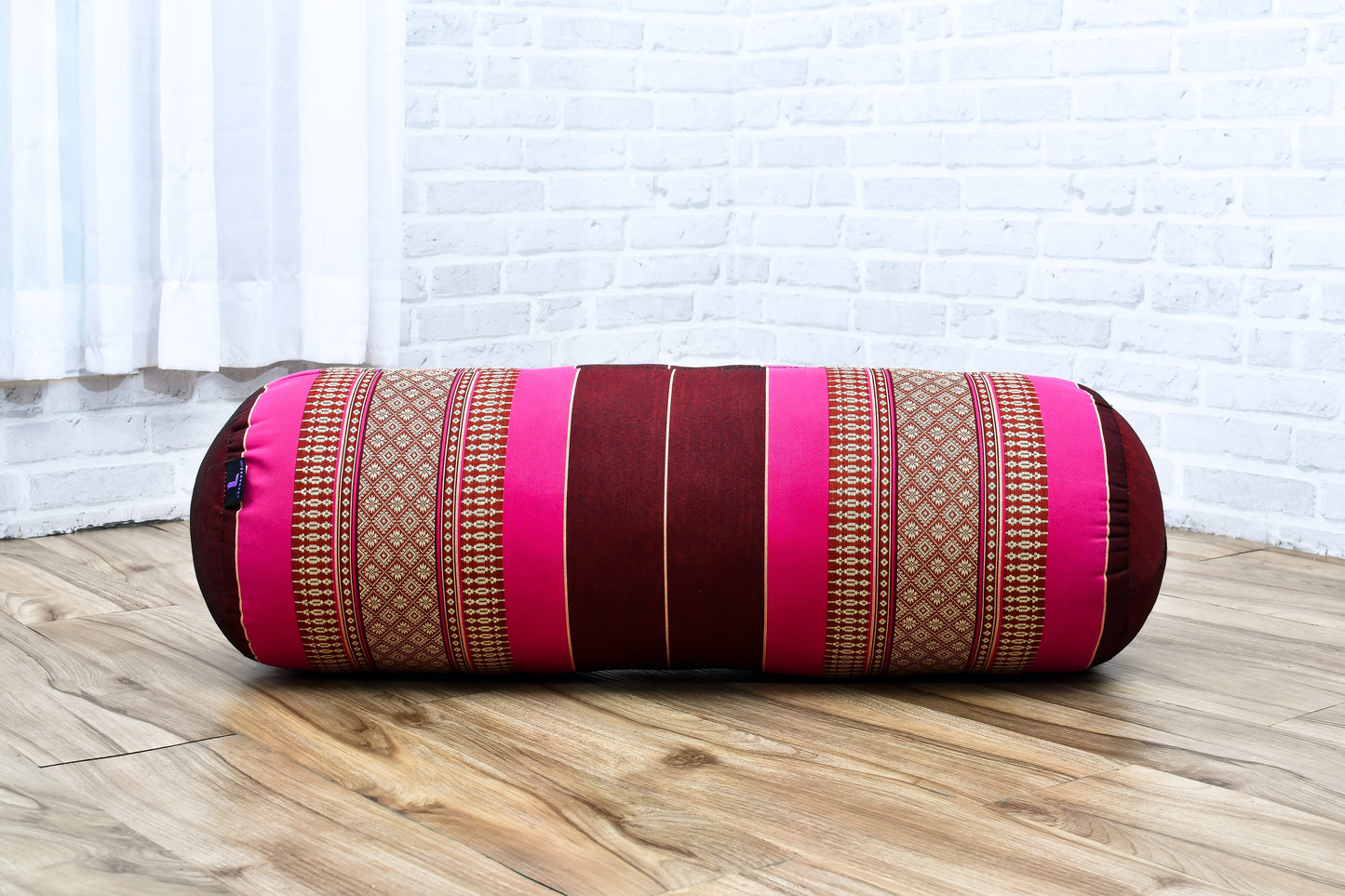 Large Yoga Bolster – Kapok-Filled Meditation Cushion with Cotton Cover, Sf29 - Auburn, Pink