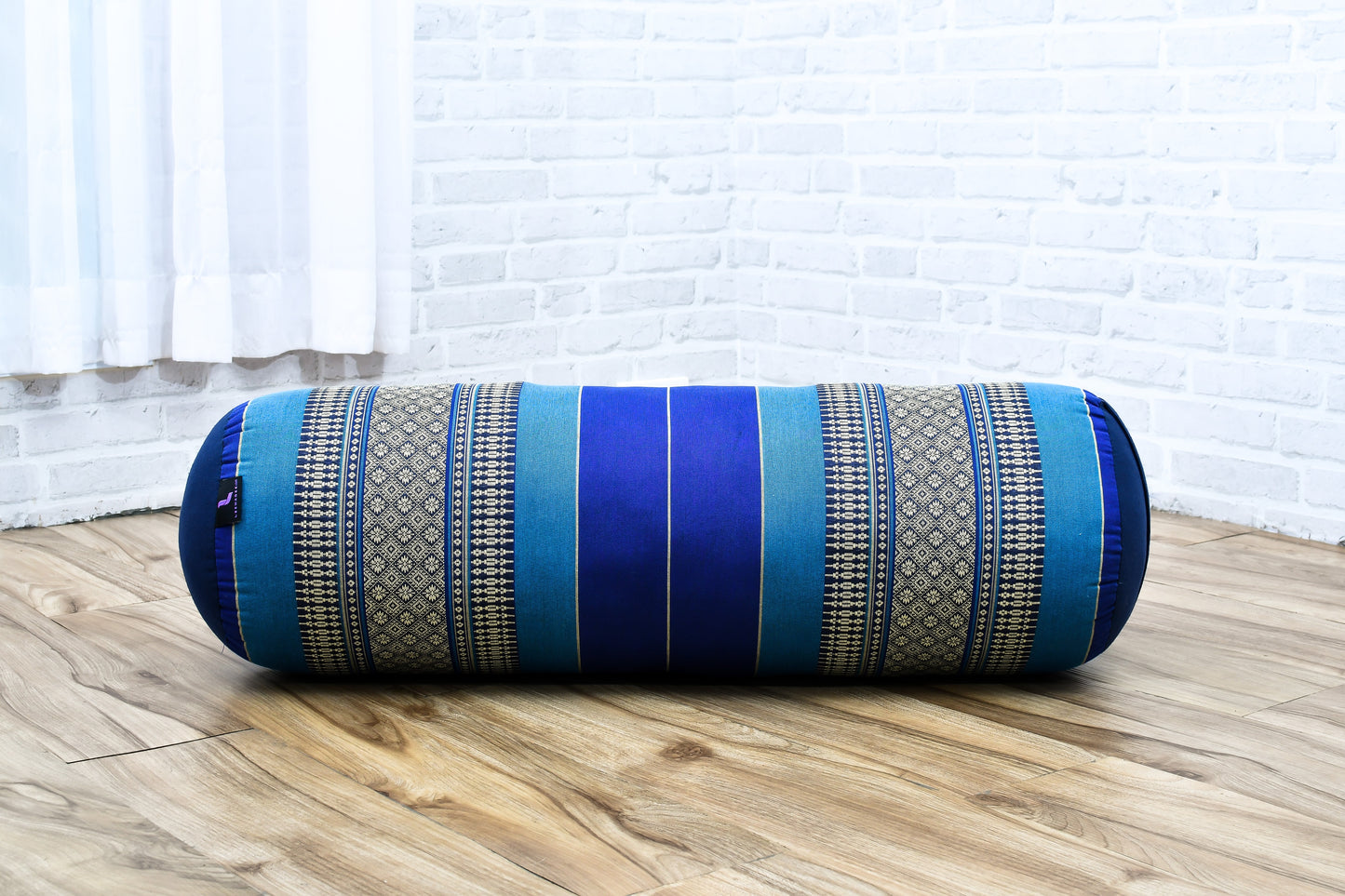 Large Yoga Bolster – Kapok-Filled Meditation Cushion with Cotton Cover, Sf28 - Blue