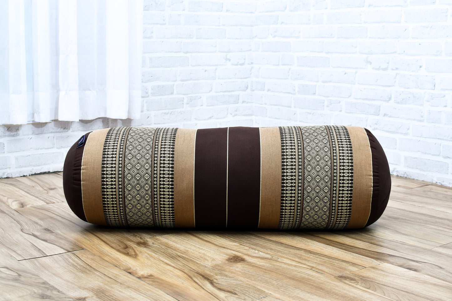 Large Yoga Bolster – Kapok-Filled Meditation Cushion with Cotton Cover, Sf10 - Brown