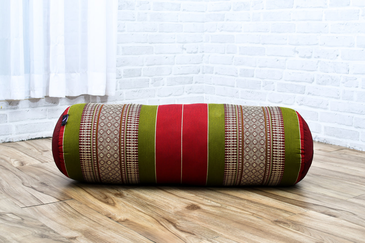 Large Yoga Bolster – Kapok-Filled Meditation Cushion with Cotton Cover, Sf11 - Red, Green