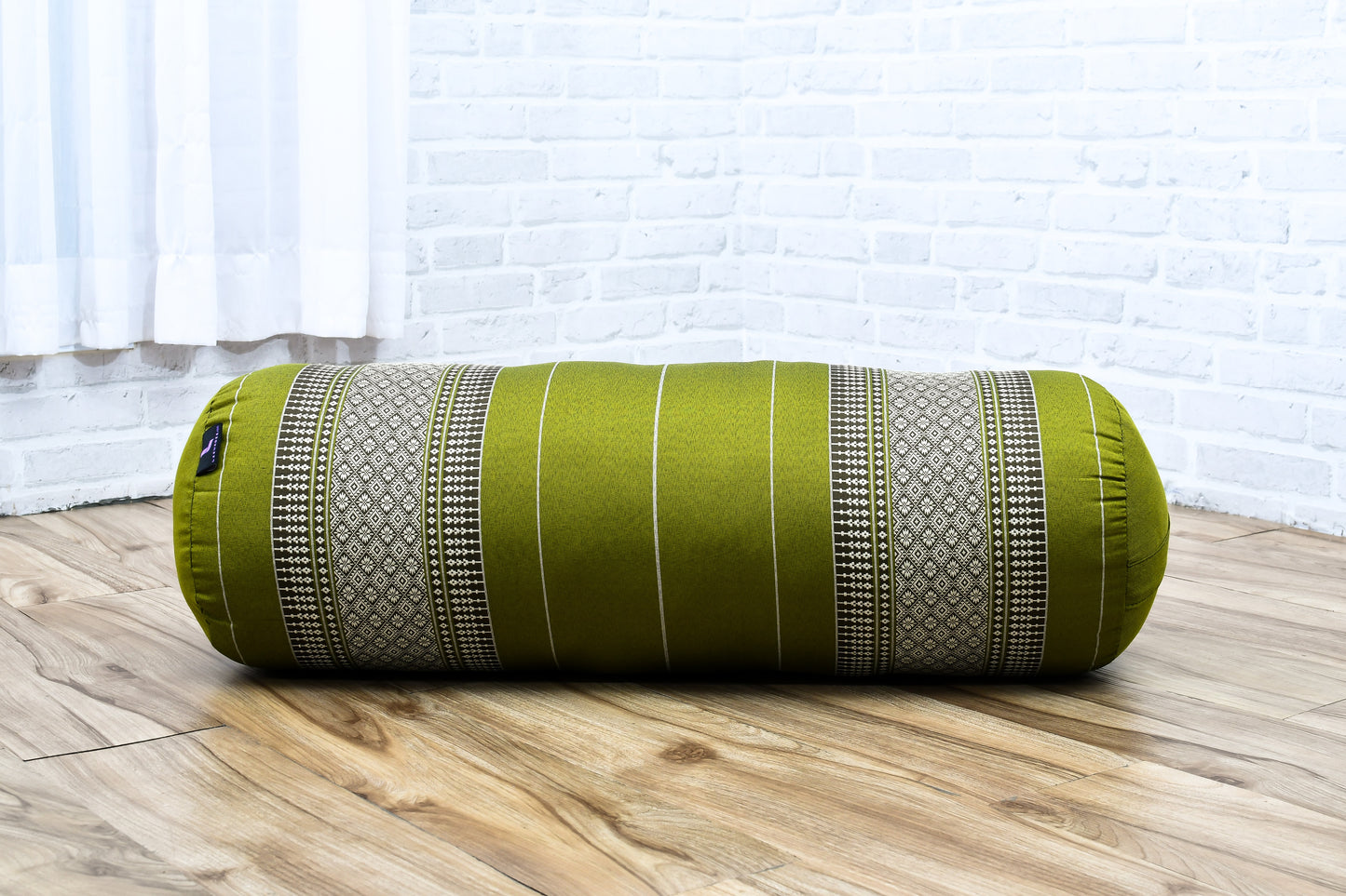 Large Yoga Bolster – Kapok-Filled Meditation Cushion with Cotton Cover, Sf17 - Green