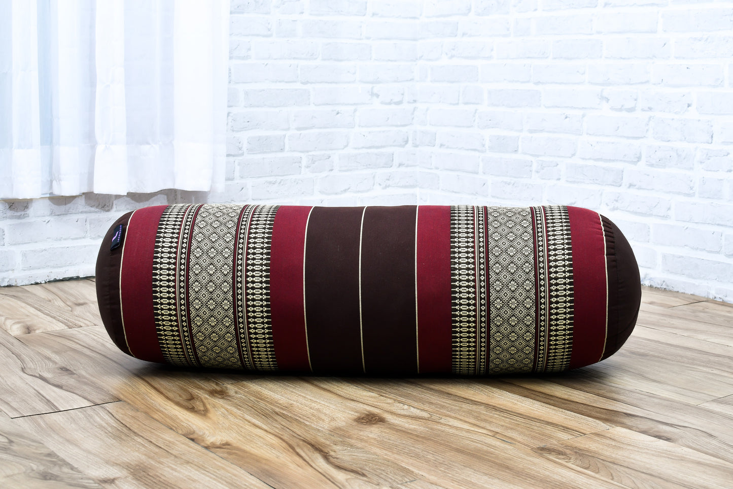 Large Yoga Bolster – Kapok-Filled Meditation Cushion with Cotton Cover, Sf19 - Red, Brown
