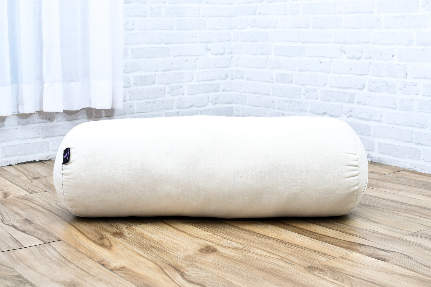 Large Yoga Bolster – Kapok-Filled Meditation Cushion with Cotton Cover, Cl01 - Ecru