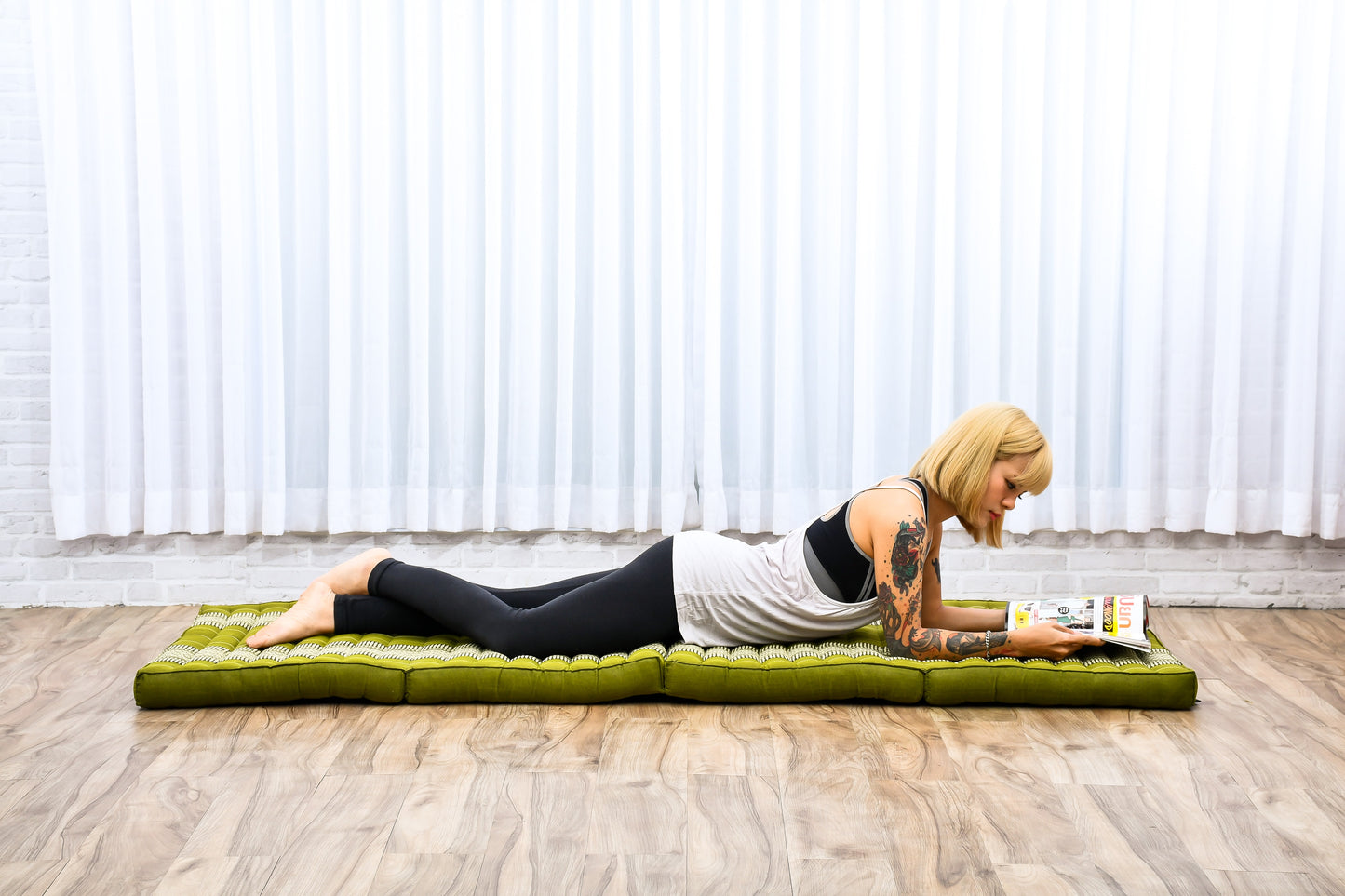 Kapok Folding Mattress – Thick Cotton Padded Guest Bed for Home, Sleeping & Mindfulness Corner, Sf17 - Green, M: 79x28
