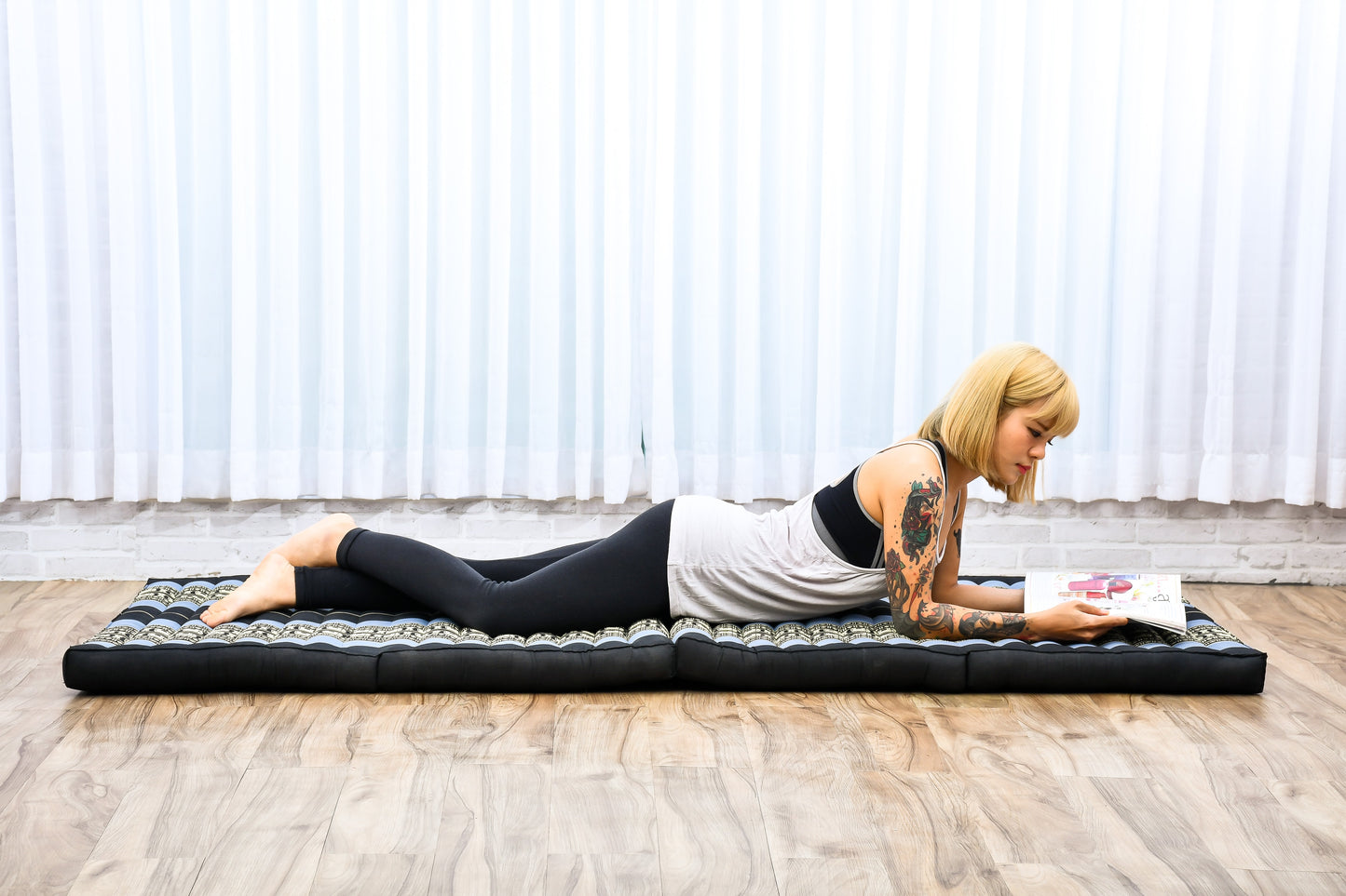 Kapok Folding Mattress – Thick Cotton Padded Guest Bed for Home, Sleeping & Mindfulness Corner, Sf15 - Blue, M: 79x28