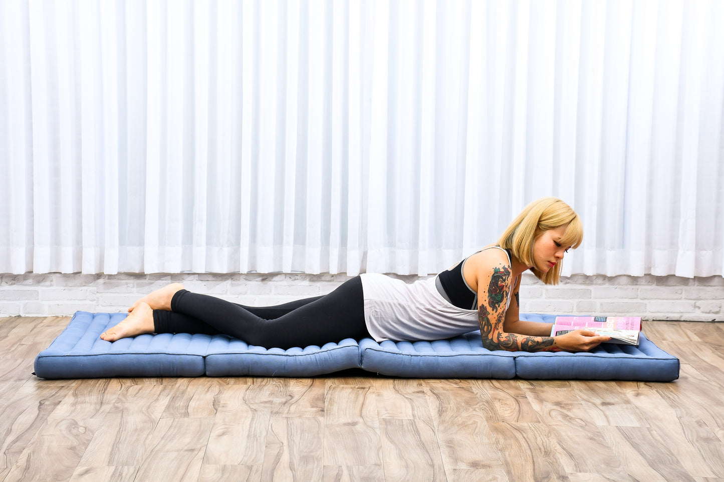 Kapok Folding Mattress – Thick Cotton Padded Guest Bed for Home, Sleeping & Mindfulness Corner, Cl13 - Grey, M: 79x28