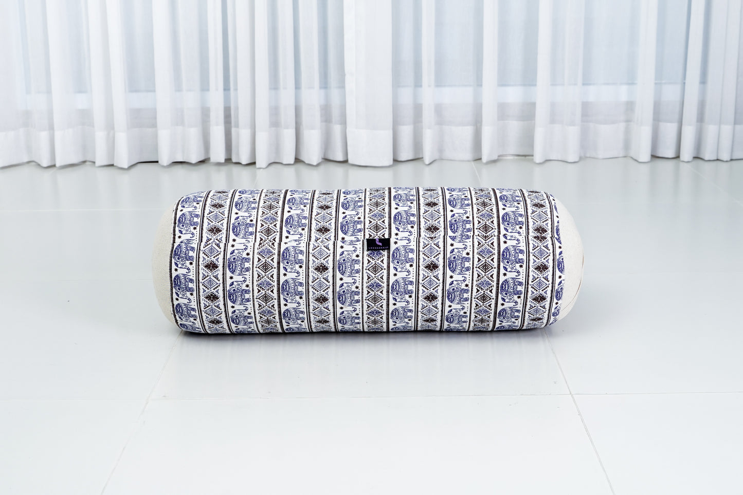 Large Yoga Bolster – Kapok-Filled Meditation Cushion with Cotton Cover, El1 - Blue