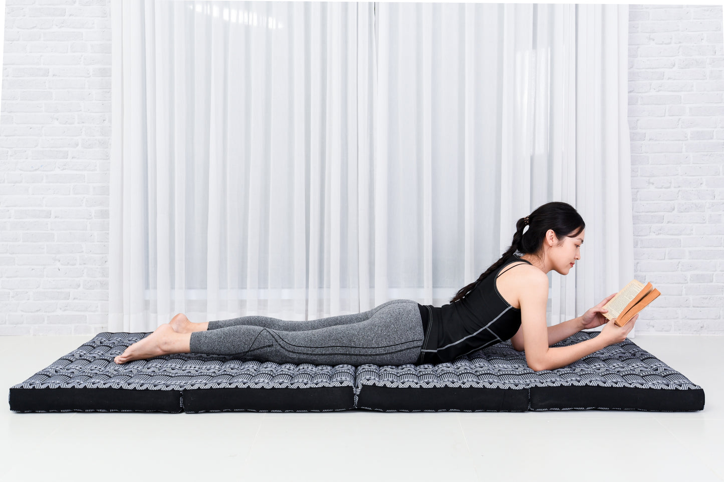 Kapok Folding Mattress – Thick Cotton Padded Guest Bed for Home, Sleeping & Mindfulness Corner, Cbt3 - Black, M: 79x28