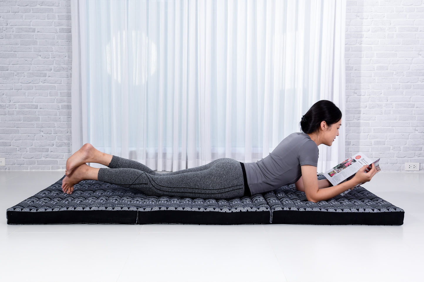 Kapok Folding Mattress – Thick Cotton Padded Guest Bed for Home, Sleeping & Mindfulness Corner, Cbt3 - Black, L: 79x39