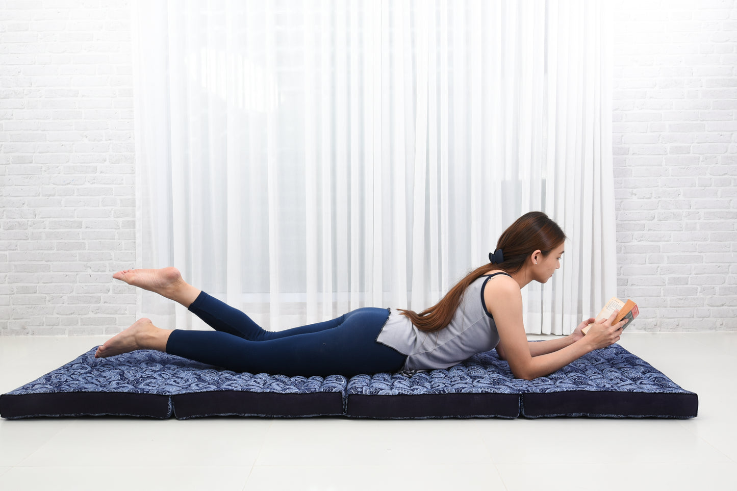 Kapok Folding Mattress – Thick Cotton Padded Guest Bed for Home, Sleeping & Mindfulness Corner, Cbt1 - Blue, M: 79x28