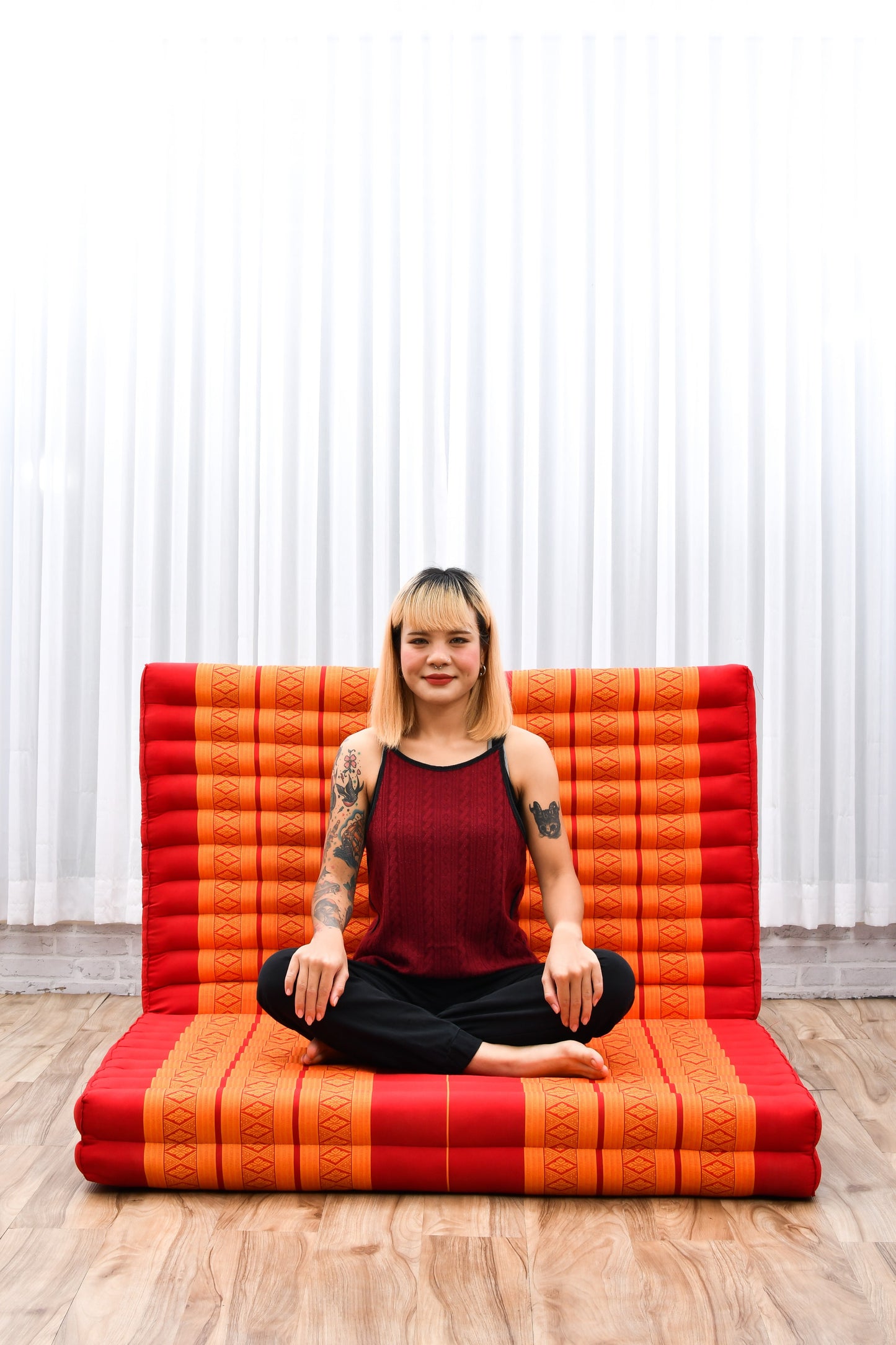 Kapok Folding Mattress – Thick Cotton Padded Guest Bed for Home, Sleeping & Mindfulness Corner, Sf02 - Orange, L: 79x39