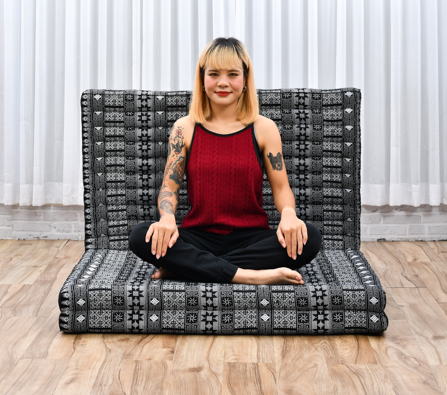 Kapok Folding Mattress – Thick Cotton Padded Guest Bed for Home, Sleeping & Mindfulness Corner, Cbt4 - Black, L: 79x39