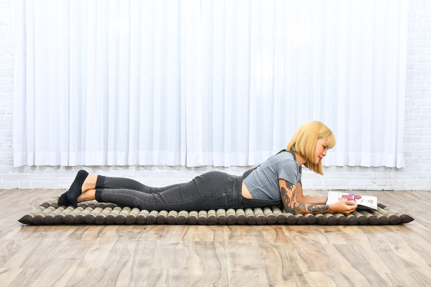 Kapok Roll-Up Mattress – Foldable Sleeping & Relax Mat with Cotton Cover for Home & Outdoor Use, Sf10 - Brown, M: 75x28