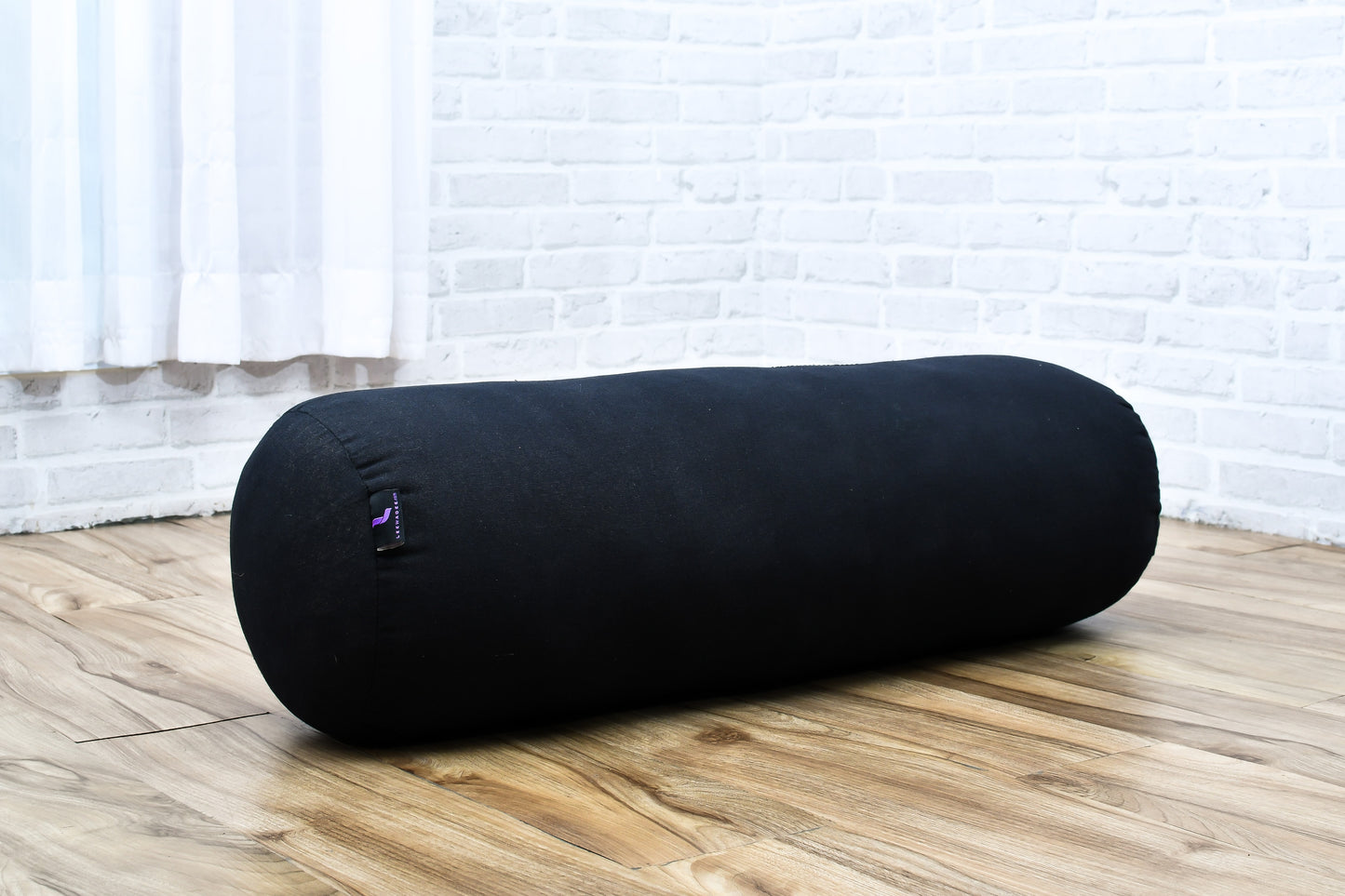 Large Yoga Bolster – Kapok-Filled Meditation Cushion with Cotton Cover, Cl02 - Black