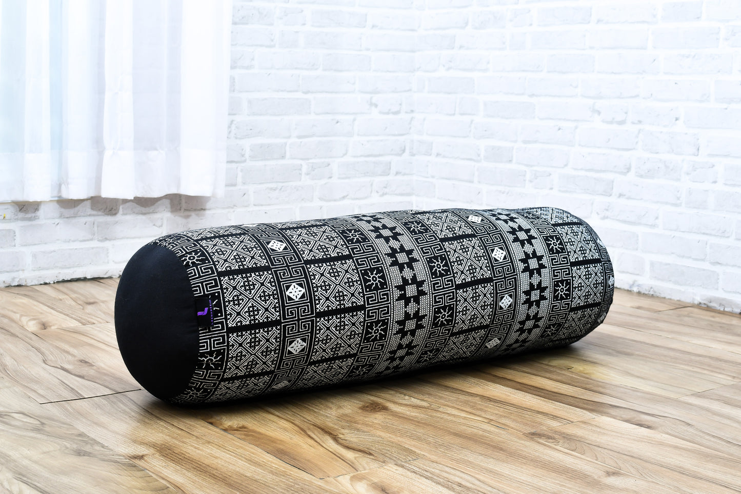 Large Yoga Bolster – Kapok-Filled Meditation Cushion with Cotton Cover, Cbt4 - Black