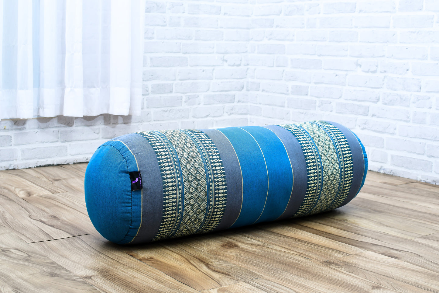 Large Yoga Bolster – Kapok-Filled Meditation Cushion with Cotton Cover, Sf22 - Blue