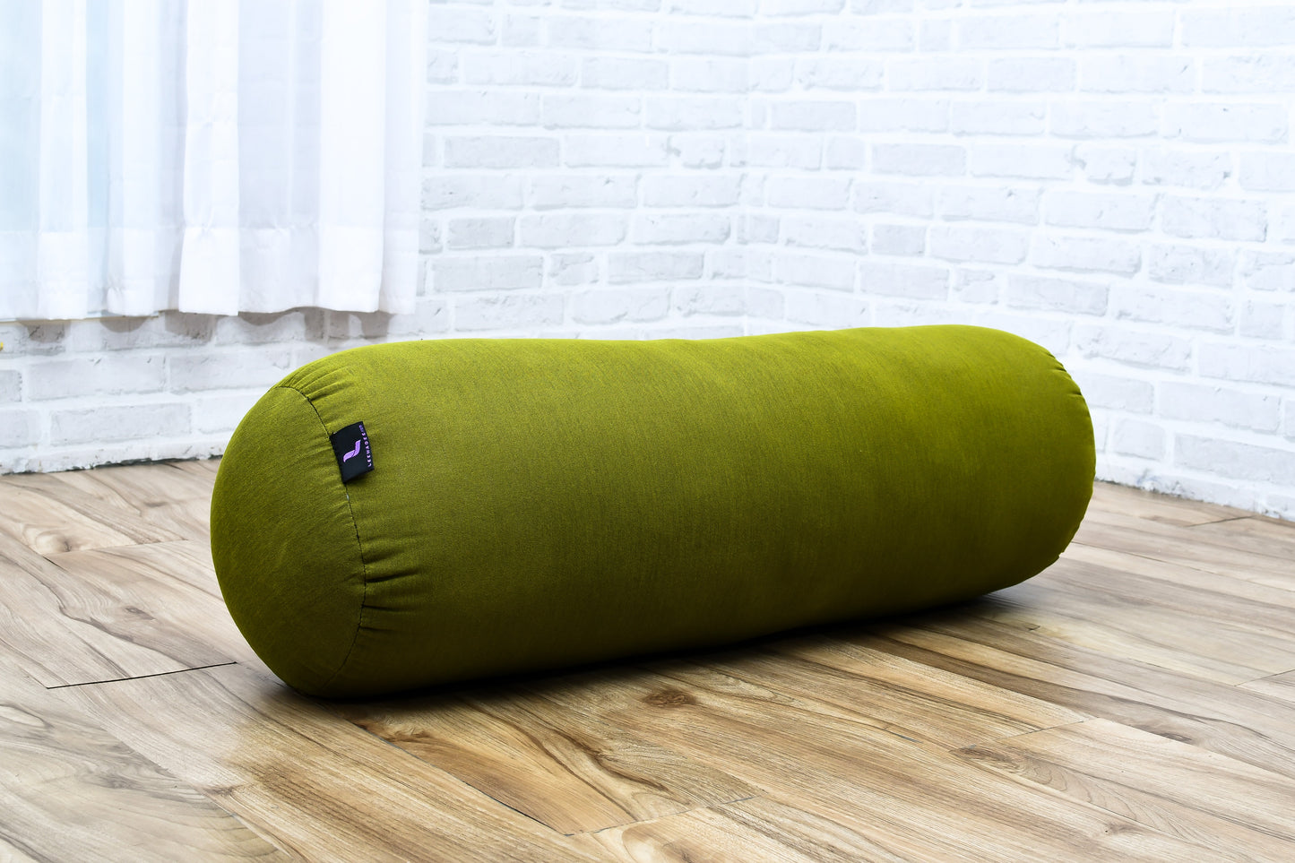 Large Yoga Bolster – Kapok-Filled Meditation Cushion with Cotton Cover, Cl23 - Green