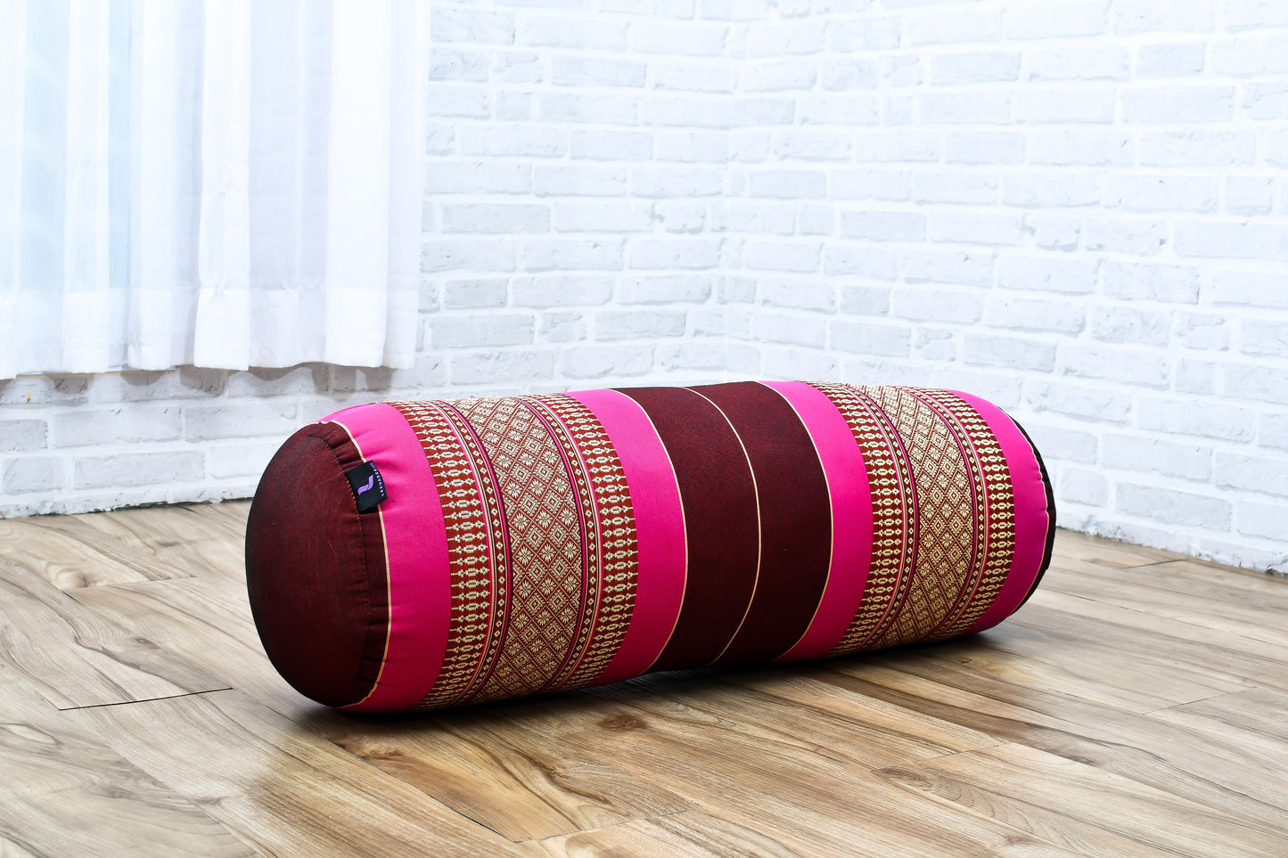 Large Yoga Bolster – Kapok-Filled Meditation Cushion with Cotton Cover, Sf29 - Auburn, Pink