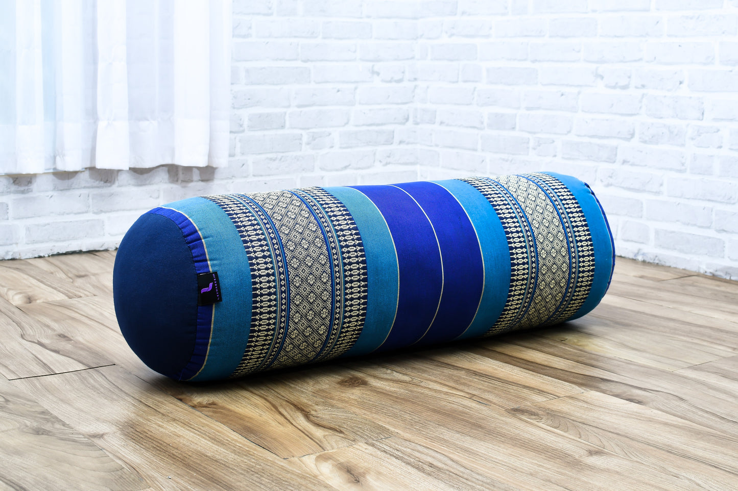 Large Yoga Bolster – Kapok-Filled Meditation Cushion with Cotton Cover, Sf28 - Blue